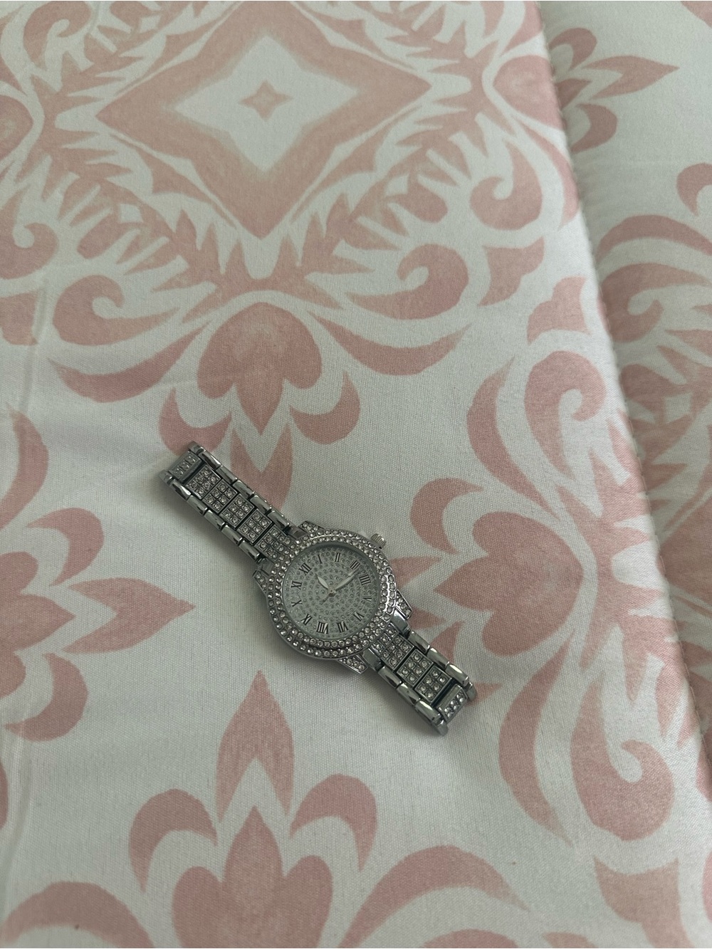 Silver Crystal-Embellished Stainless Watch
